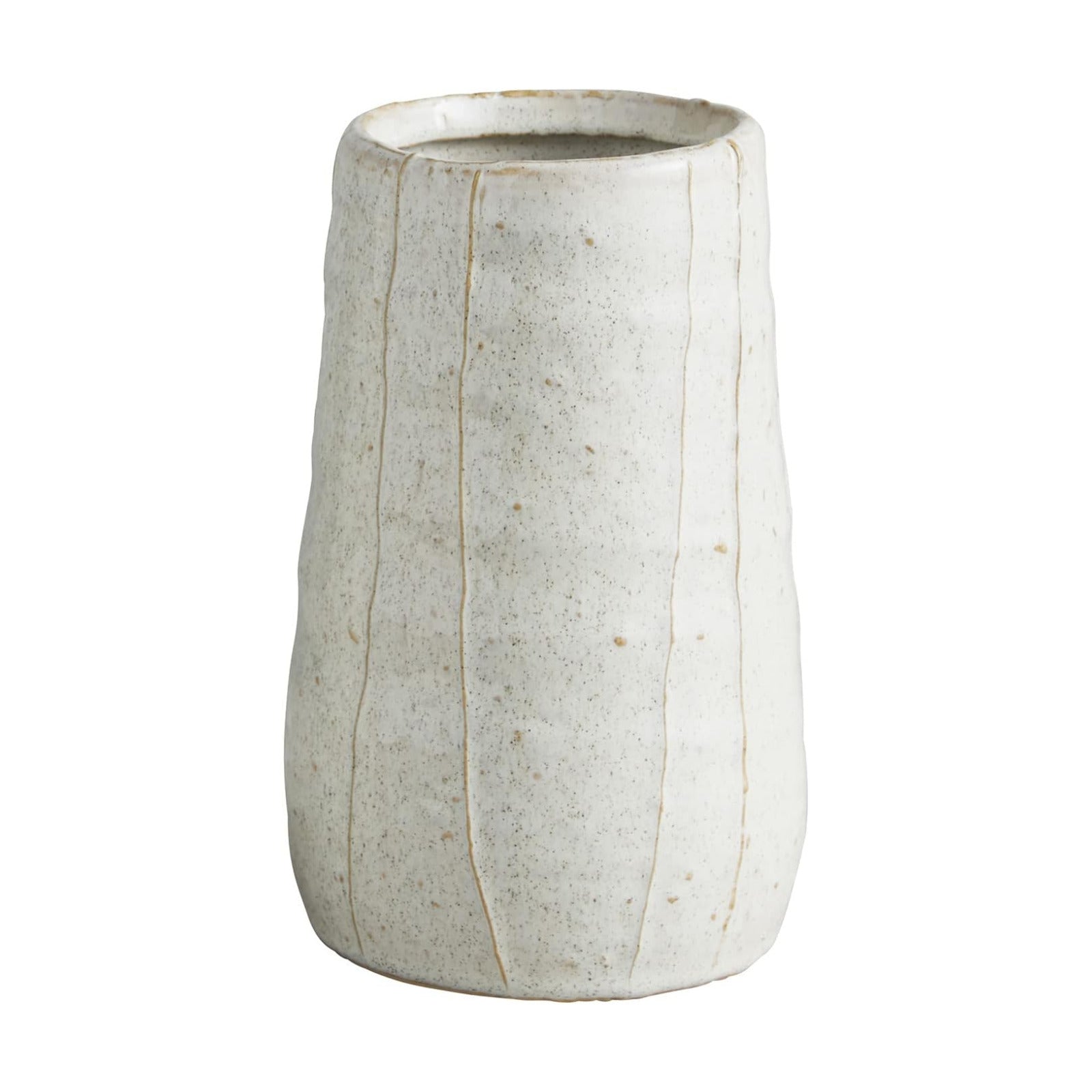 Tall Textured Glazed Ceramic Planter Vase for Flowers Small Plants and More / White