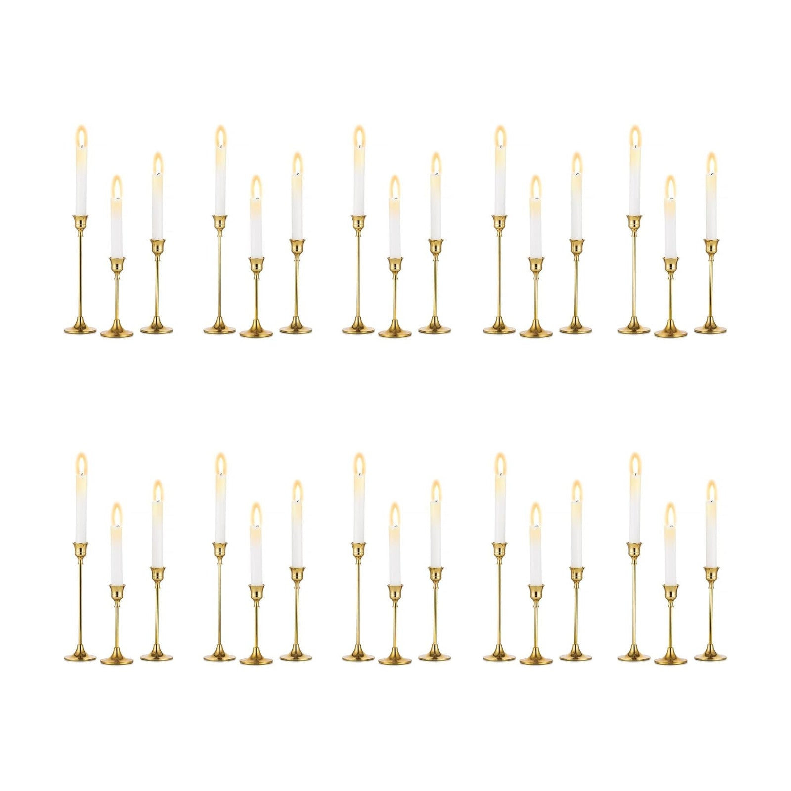 Set of 30 Gold Candle Holders for Candlesticks, Inweder Taper Candle Holders, Tall Metal Candlestick Holders for Table