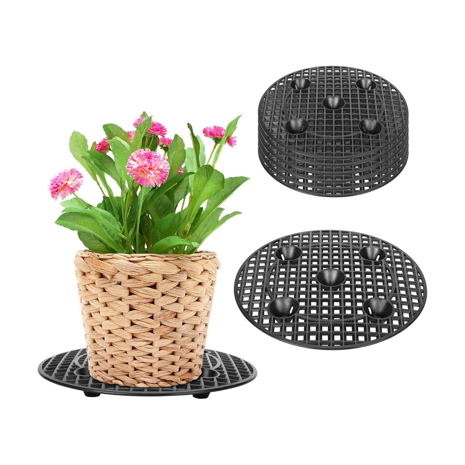 moonoom 8 Pcs Plants Pot Elevator, 12 Inch Plastic Flower Plant Stands, Portable Patio Planter Holder for Indoor