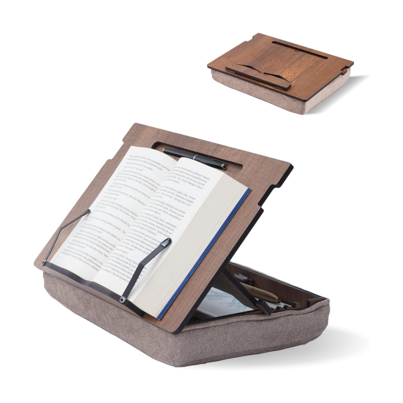 Book Stand for Reading in Bed with Storage – Book Holders for Reading Hands Free, Bed Book Holder and Book Display