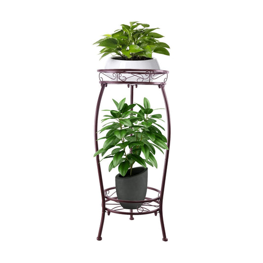 Metal Plant Stand,Indoor Outdoor 2 Tiers Tall Plant Stands,27.1'' Iron Corner Flower Pot Holder, Plant Rack,Display