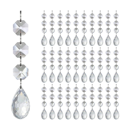 Jishi 30pk Christmas Tree Decoration Crystal Christmas Ornaments Balls, Hanging Clear Plastic Acrylic Ball Ornaments for Christmas Tree, Ball Drop Pendant w/Crystal Beads, Holiday Decor Party Supplies