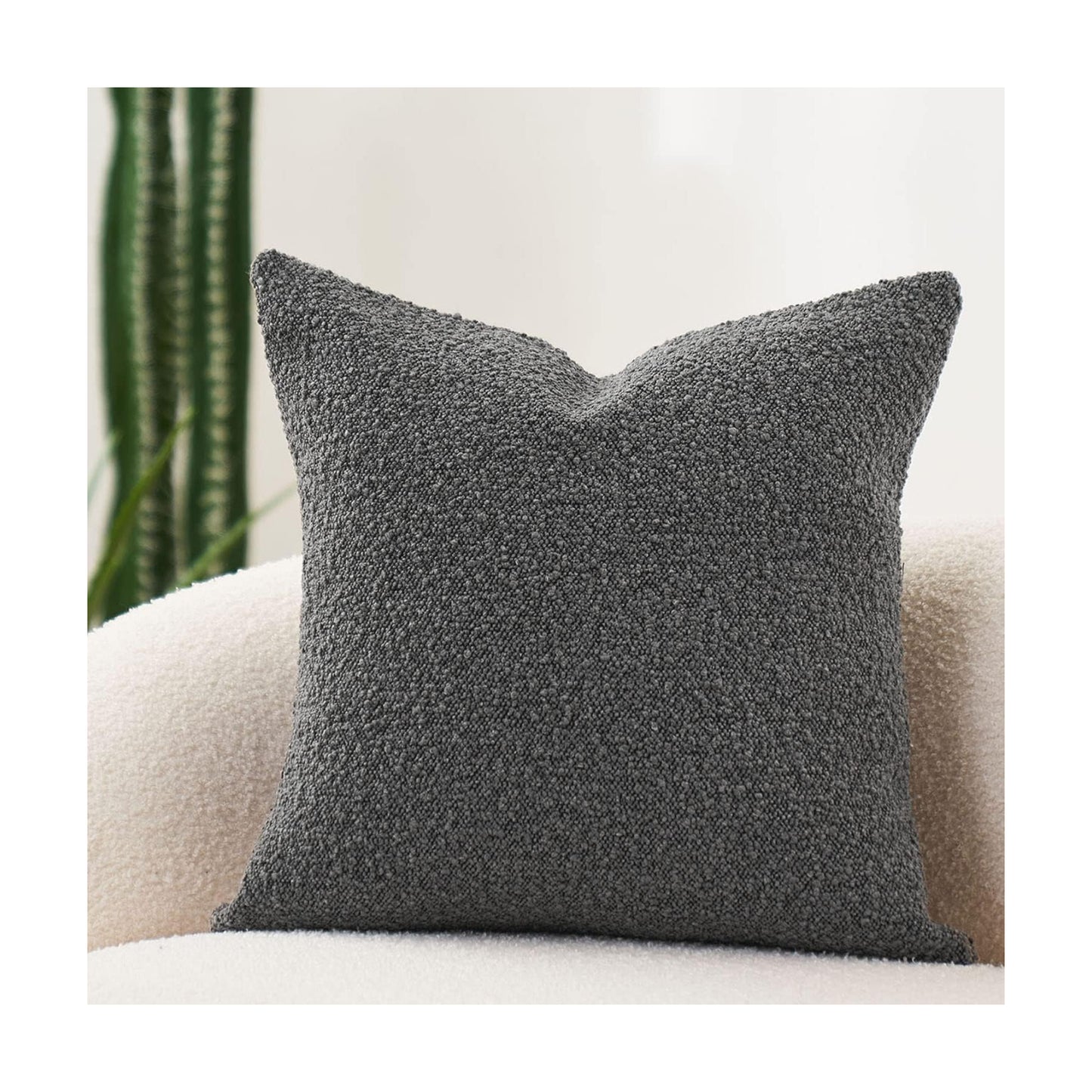 Boucle Pillow Covers Throw Pillow Covers Decorative Pillows for Bed Sofa / Graphite Grey / 20 x 20