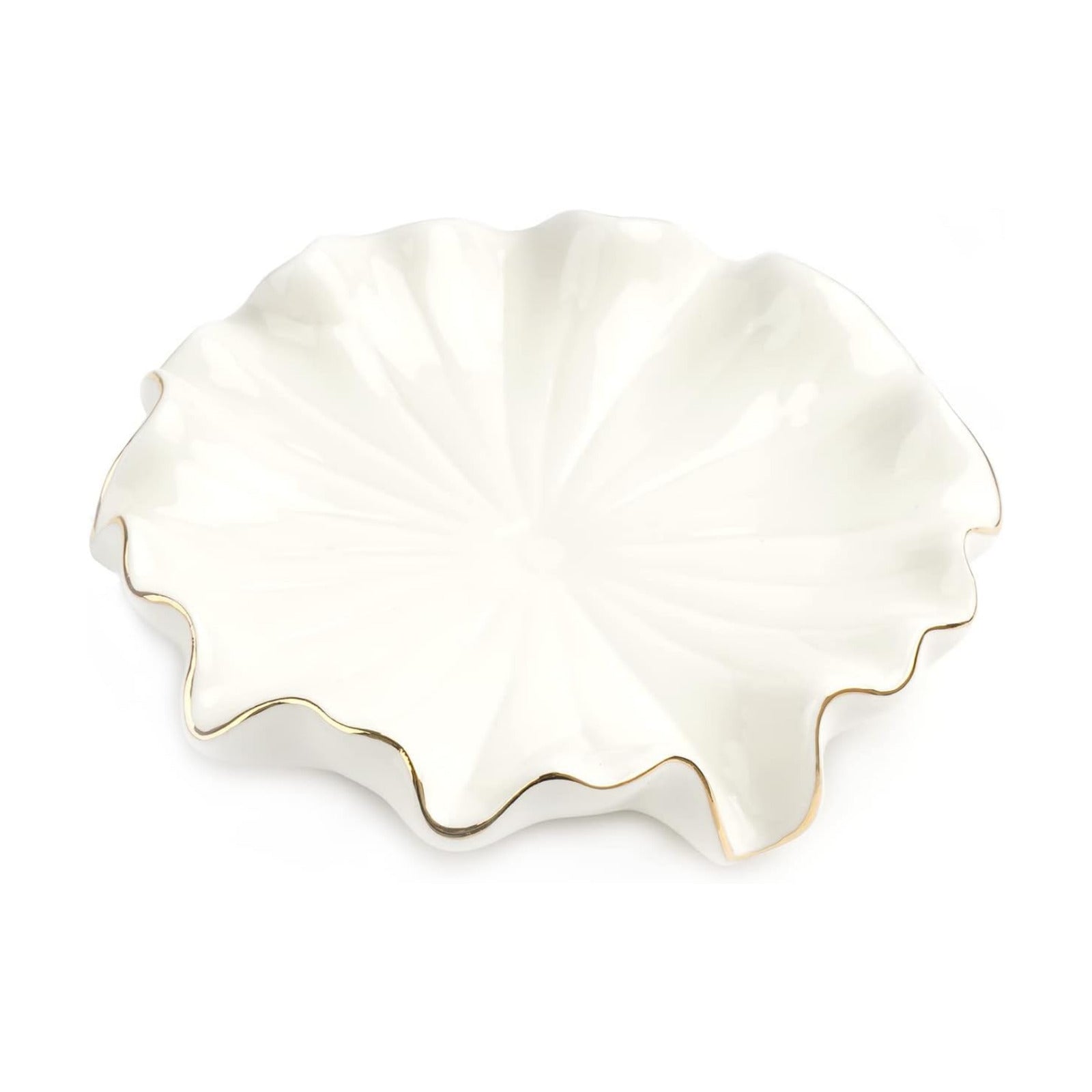 Ceramic Self Draining Soap Dish Lotus Leaf Soap Holder Waterfall Soap Dish Soap Savers / White