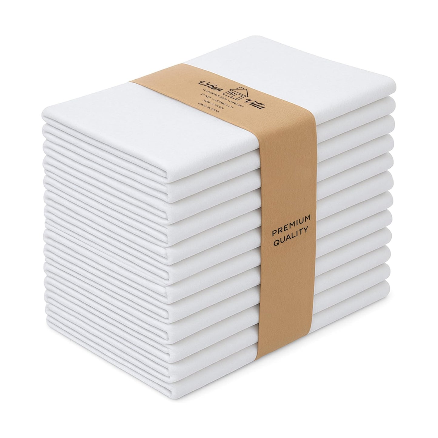Urban Villa Flour Sack Kitchen Towels (27x27 Inches 12 Pack) Extra Large Premium White DishTowels 100% Cotton Flour
