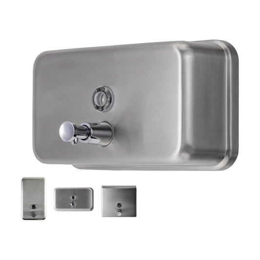 Horizontal Commercial Soap Dispenser Wall Mount, 304 Stainless Steel & Solid Brass Pump Core, Hand Soap Dispenser with