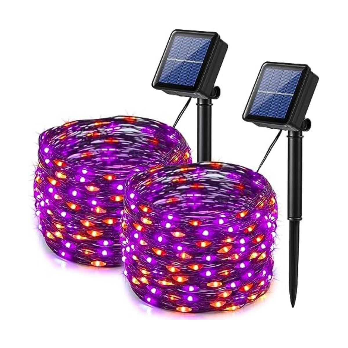 Lomotech Orange Purple Halloween Solar Lights, 2 Pack Total 66ft 200 LED