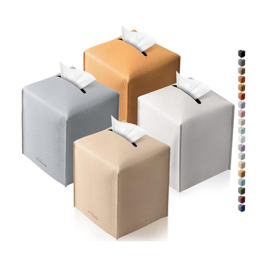 Modern PU Leather Square Tissue Box Holder for Creative Decorative / Four Color / Set of 4
