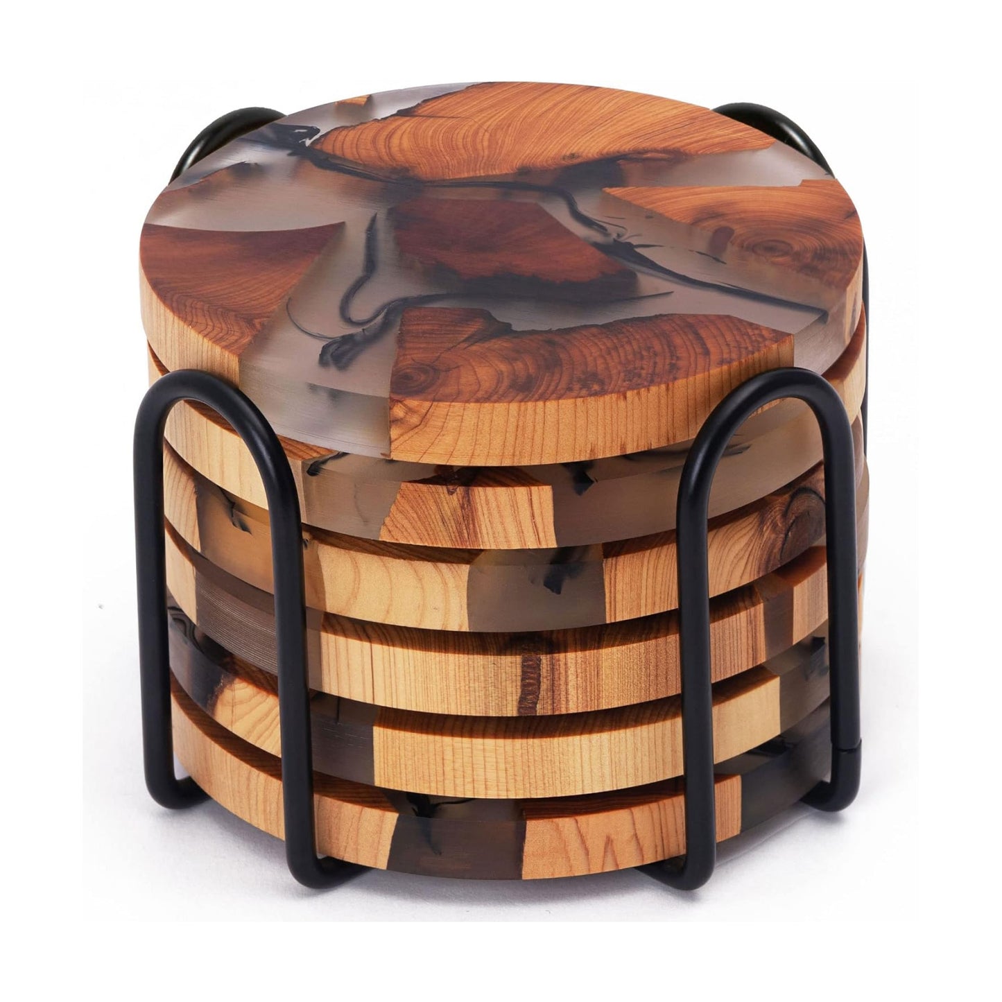 Wooden Absorbent Coasters / Set of 6