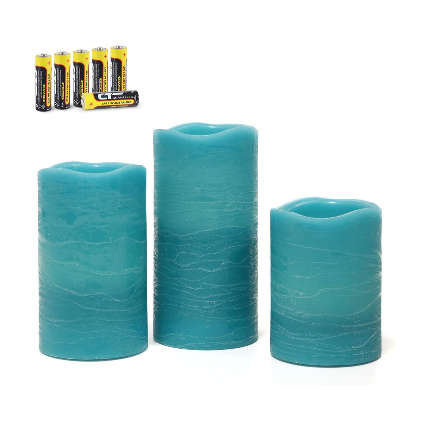 Rhytsing Turquoise Battery Operated Flameless Led Candles with Timer Function for Summer and Weddings, Warm White