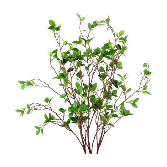3 Packs 45" Artificial Ficus Stems Faux Branches Leaf Stem Fake Bushes Shrubs / Green / Set of 3