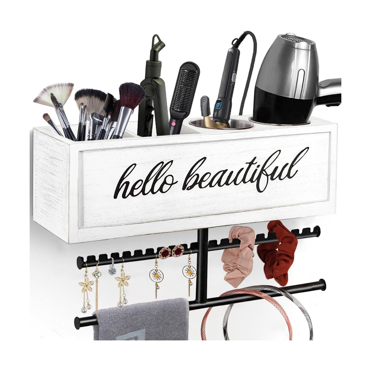 Rustic Hair Dryer Holder Wall Mounted,Hair Styling Tools & Accessories Organizer,Bathroom Supplies & hot Tools vanities