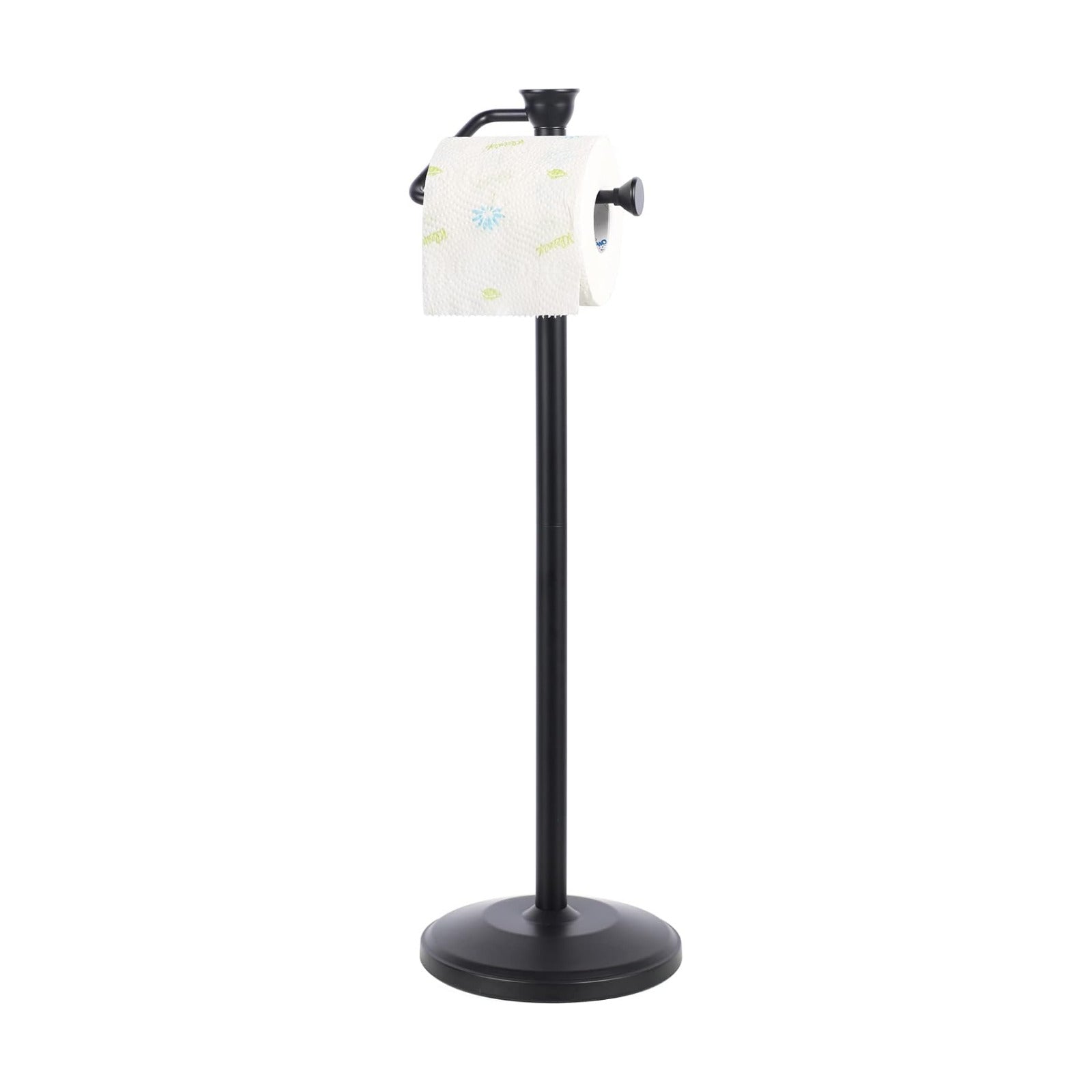Free Standing Toilet Paper Holder Stand with Reserve, Bathroom Tissue Dispenser Storage for 5 Mega Rolls, Black Toilet