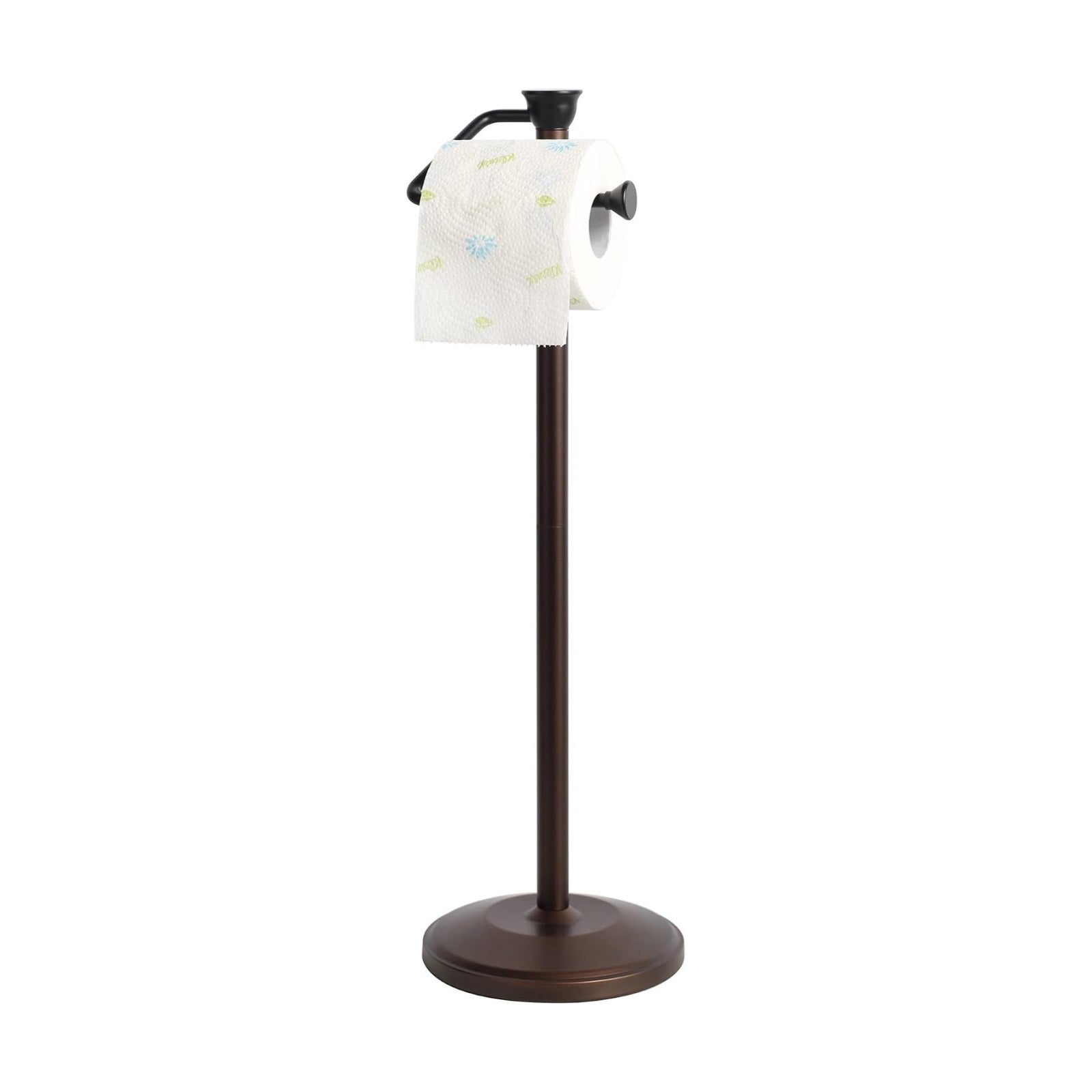 Toilet Paper Holder Stand, Freestanding Tissue Roll Dispenser with Reserve Storage, Bathroom Organizer for 5 Mega