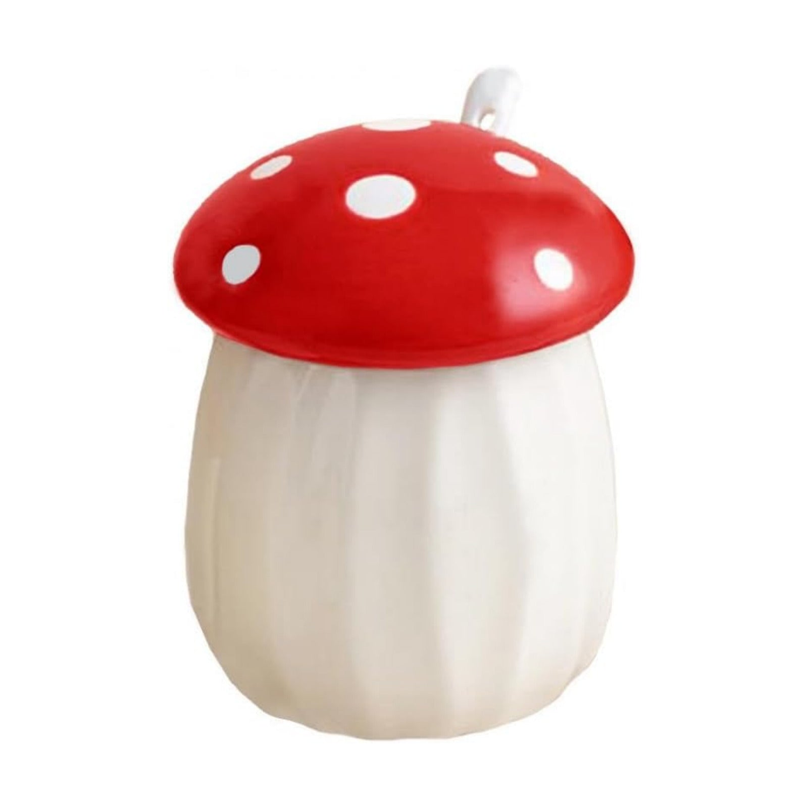 Ceramic Mushroom Shape Sugar Bowl Spice Jar Seasoning Pot / Red