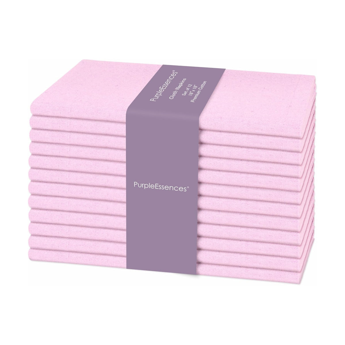 PurpleEssences Cloth Dinner Napkins 18x18 in Set of 12 - Blush Pink