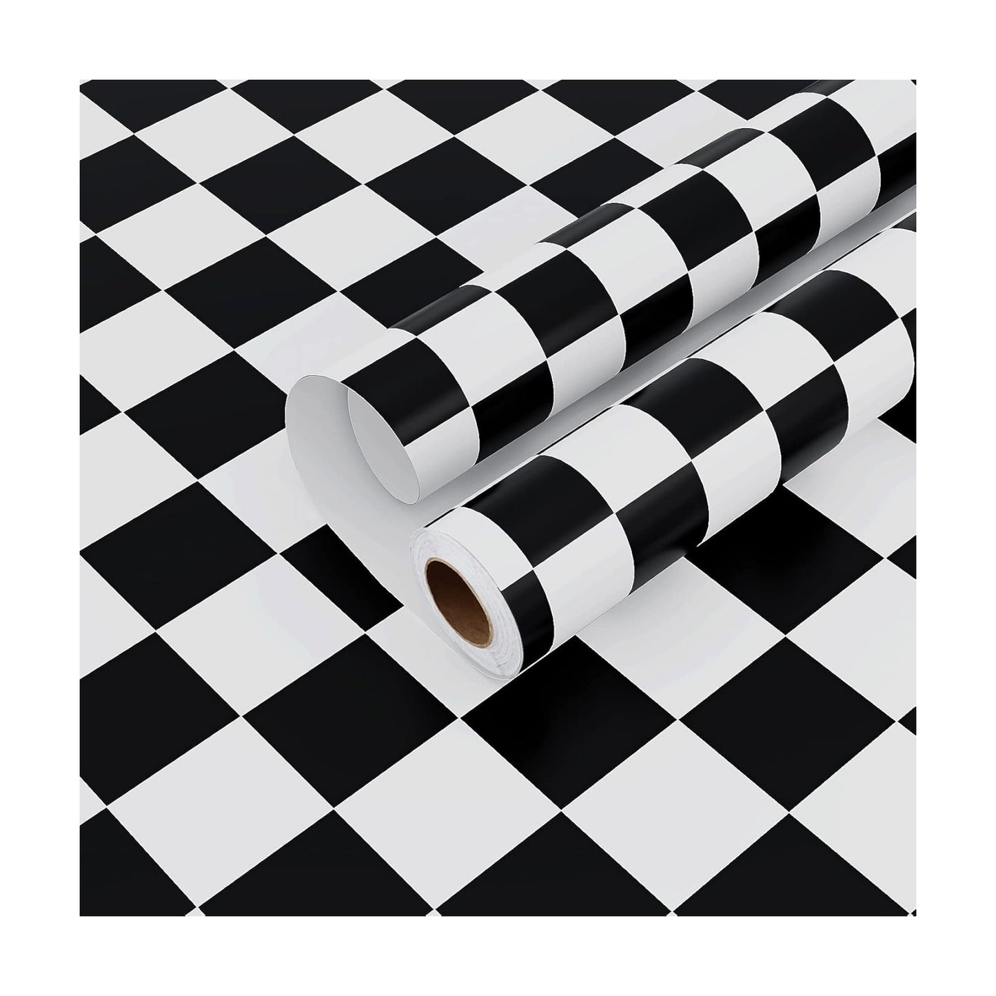 15.7''x315'' Checkered Wallpaper Peel and Stick and White Wallpaper Checkered / 15.7 x 315 / Black