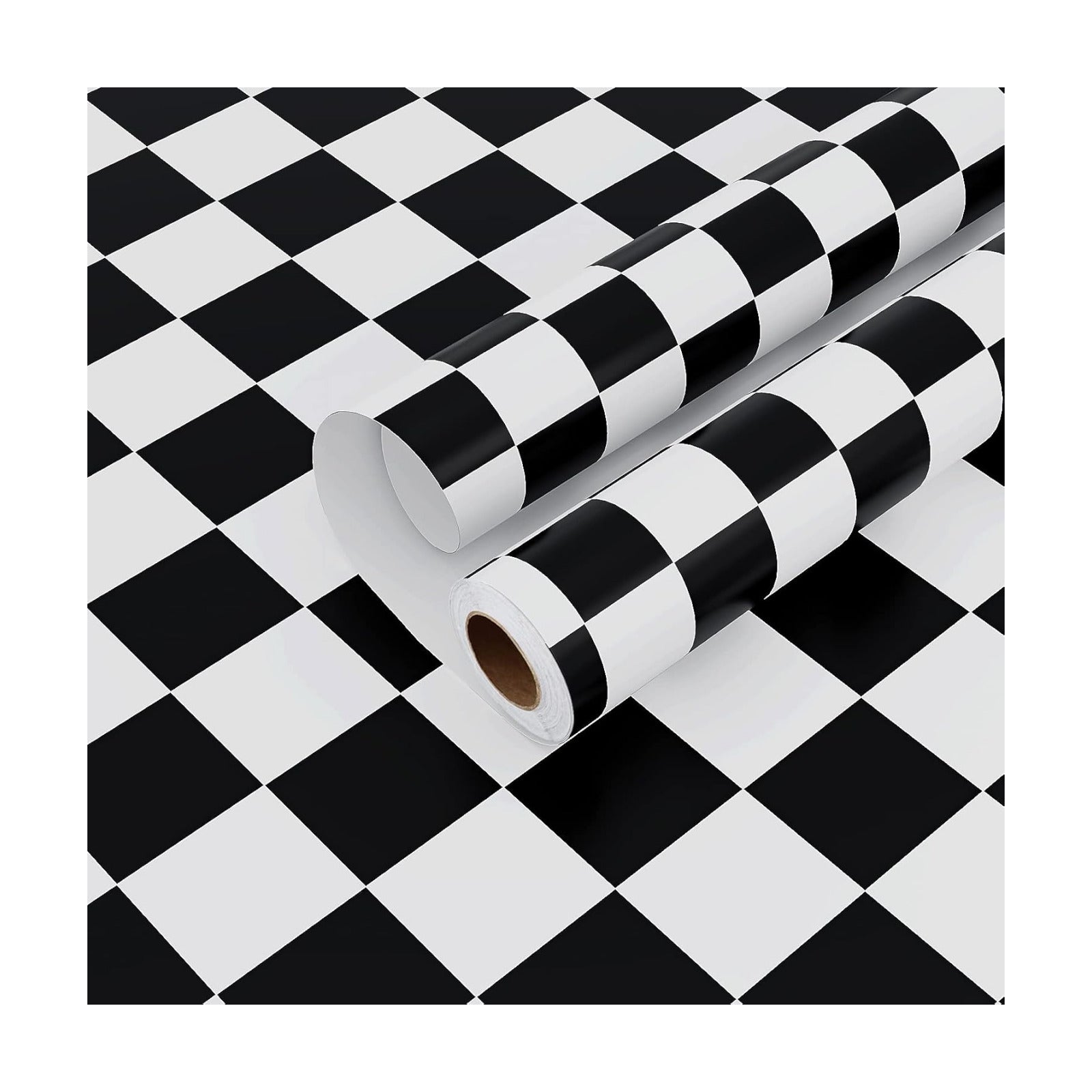 15.7''x315'' Checkered Wallpaper Peel and Stick and White Wallpaper Checkered / 15.7 x 315 / Black