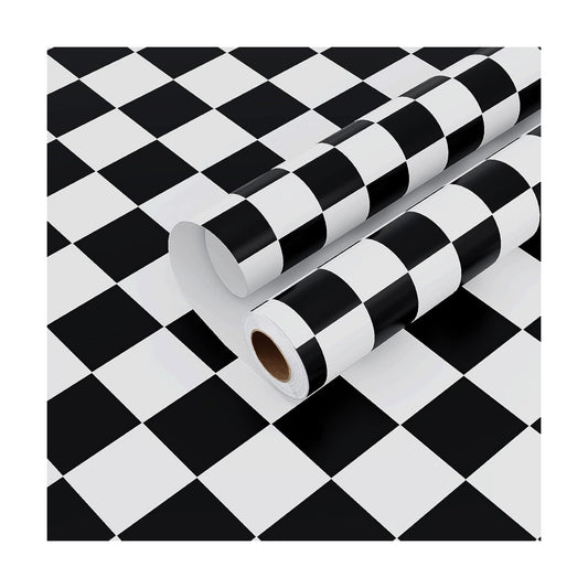 15.7''x315'' Checkered Wallpaper Peel and Stick and White Wallpaper Checkered / 15.7 x 315 / Black