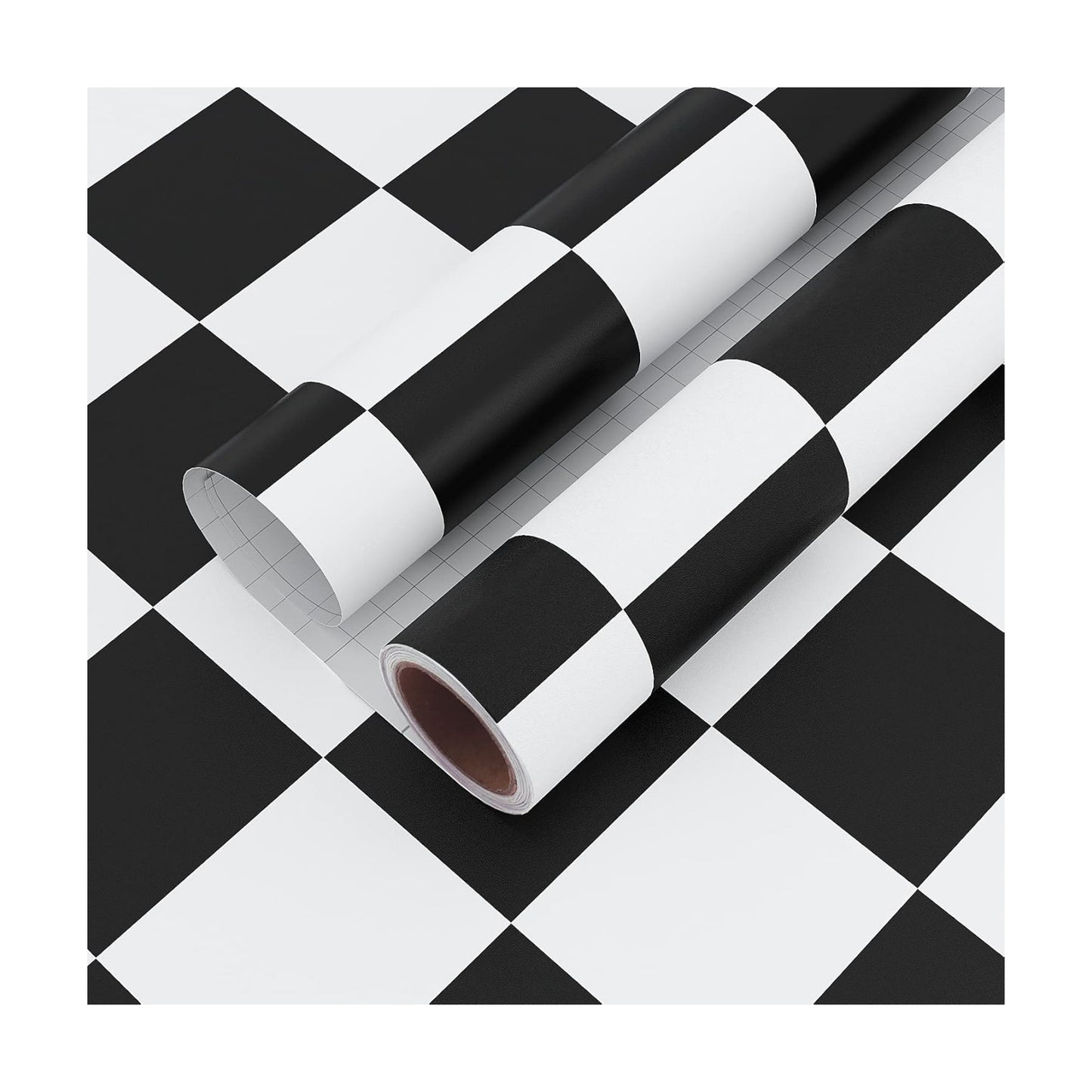 Thick Checkered Wallpaper 32''x118'' and White Peel and Stick Wallpaper Checkered / 32 x 118 / Black