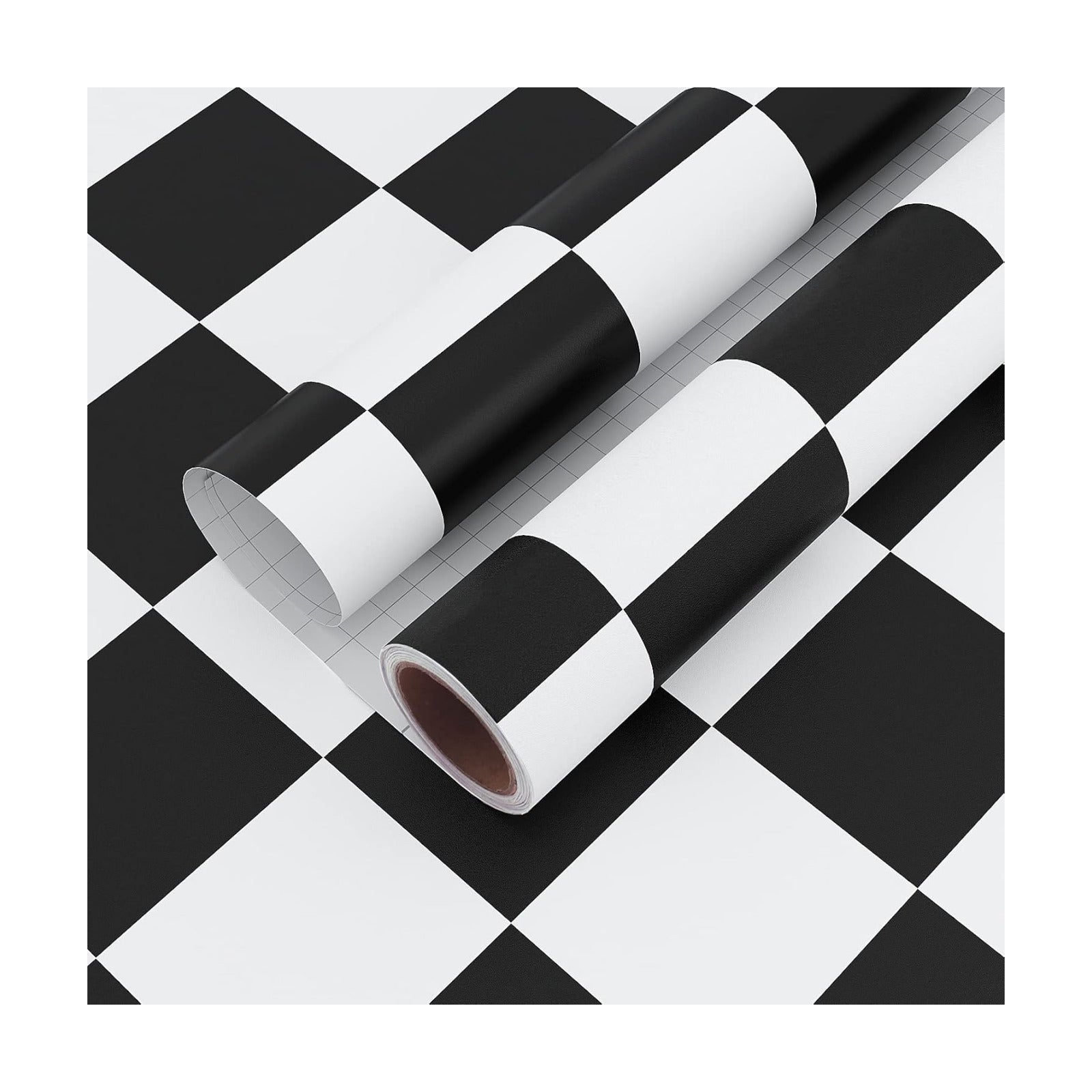 Thick Checkered Wallpaper 32''x118'' and White Peel and Stick Wallpaper Checkered / 32 x 118 / Black