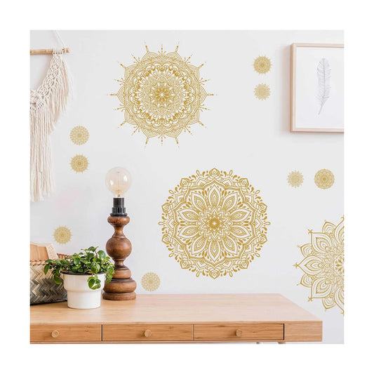 Mandala Wall Art Gold Mandala Wall Decal Peel and Stick Lotus Flower Vinyl Stickers / Gold-b