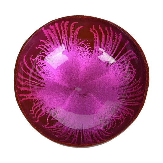 Natural Coconut Bowl Mother of Pearl Inlaid Shell Bowls Key Bowl for Entryway Table / Feather Pink