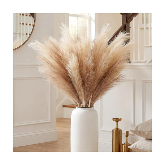 38"/ Faux Pampas Grass Large Tall Fluffy / Beige & Coffee & Brown / 38in / 3.1 Inch / Set of 7