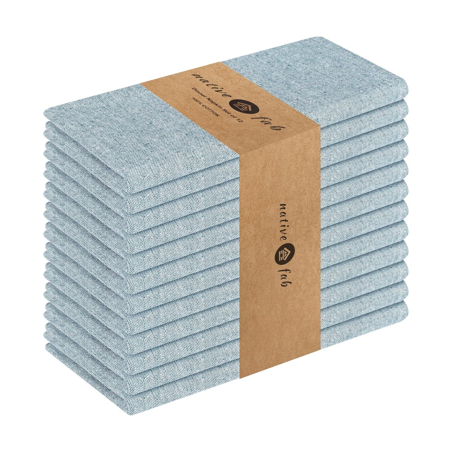 Native Fab Solid Cloth Napkin Set of 12, 100% Chambray Cotton, Washable, Reusable Dinner Cloth Napkin 17x17 inches