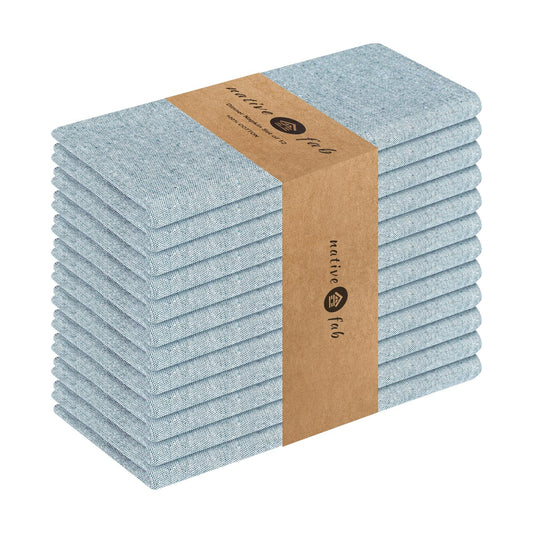 Native Fab Solid Cloth Napkin Set of 12, 100% Chambray Cotton, Washable, Reusable Dinner Cloth Napkin 17x17 inches