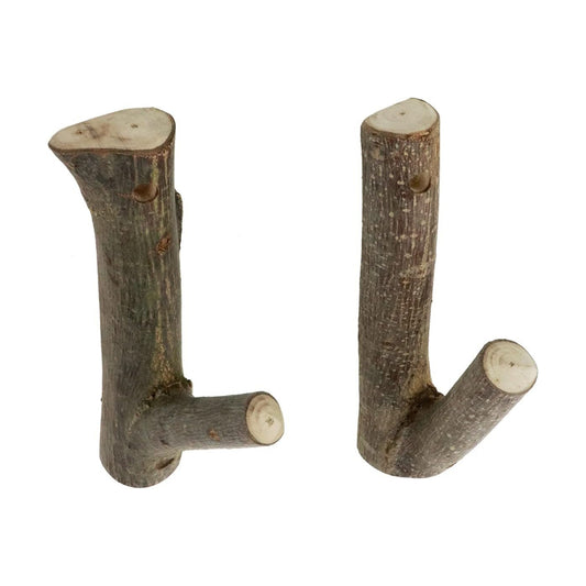 Real Wood Tree Branch Wall Hook / 2cm-3cm / with Bark / Set of 2