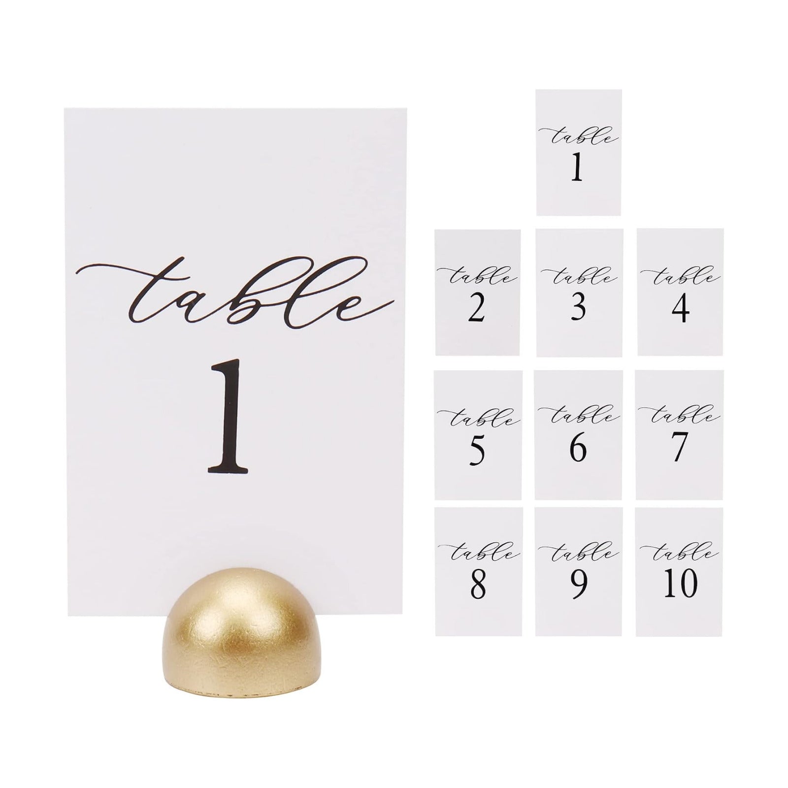 Hanna Roberts Gold Table Number Cards Stands Modern Cursive Table Number for Wedding Reception Anniversary Party
