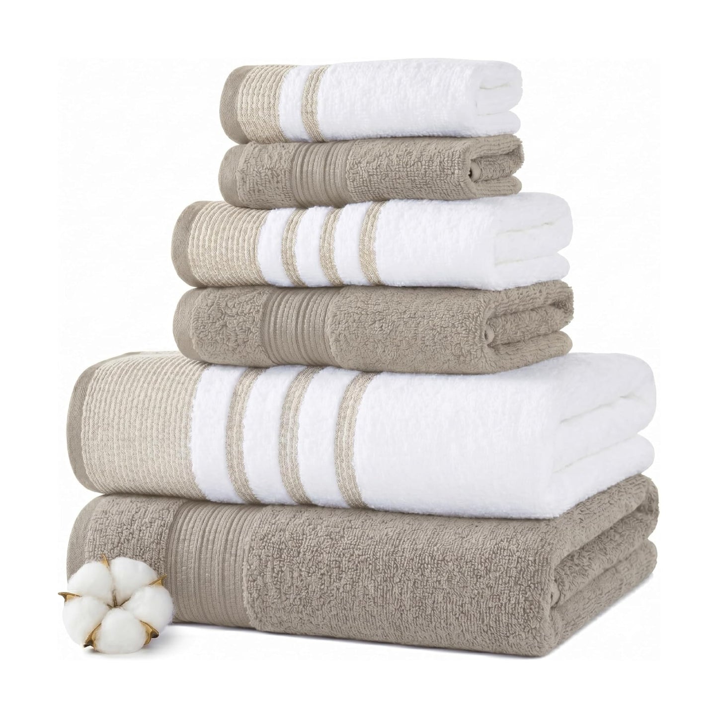 Modern Threads 6 Piece Bath Towel Set – Bathroom Towel Set with 2 Bath Towels, 2 Hand Towels & 2 Washcloths – 100%
