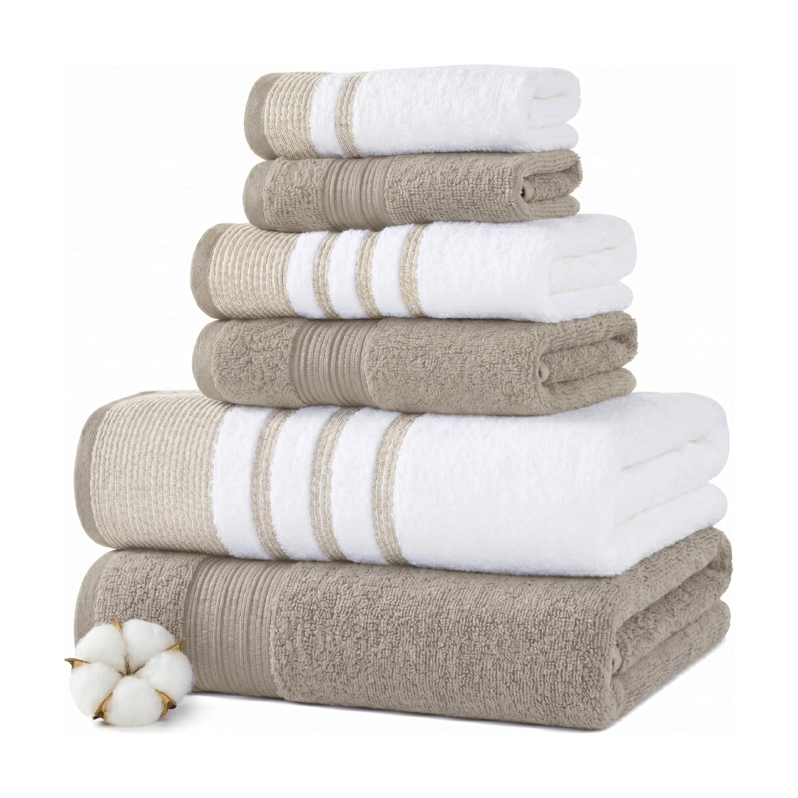 Modern Threads 6 Piece Bath Towel Set – Bathroom Towel Set with 2 Bath Towels, 2 Hand Towels & 2 Washcloths – 100%