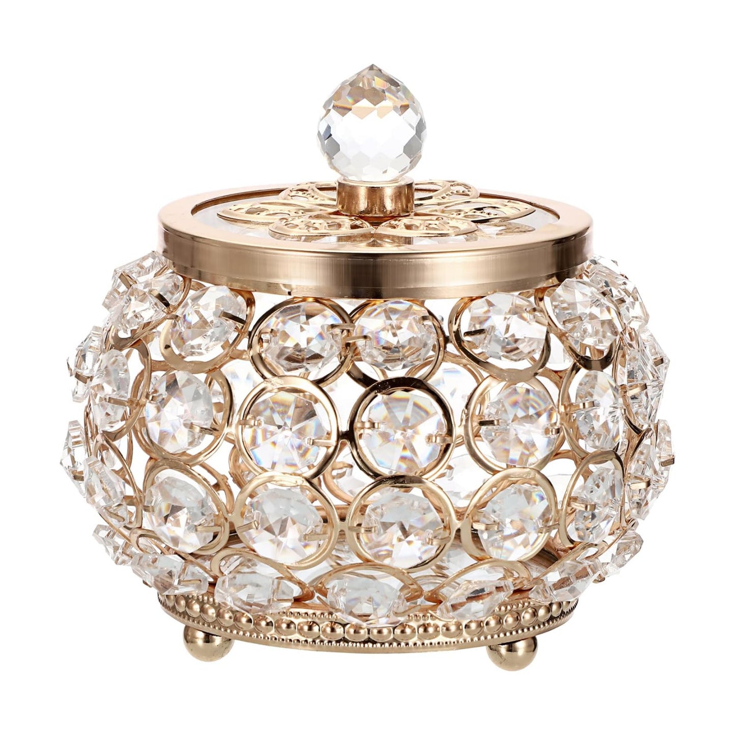 Glass Lid Trinket Organizer Mirrored Treasure Box Ring Holder Earrings Necklace / Small / Gold