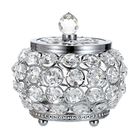 Glass Lid Trinket Organizer Mirrored Treasure Box Ring Holder Earrings Necklace / Small / Silver