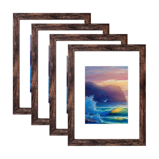 SESEAT 16x20 Picture Frame Rustic Brown, Poster Frame Display Prints 11x14 with Mat or 16x20 Without Mat, 4PCS