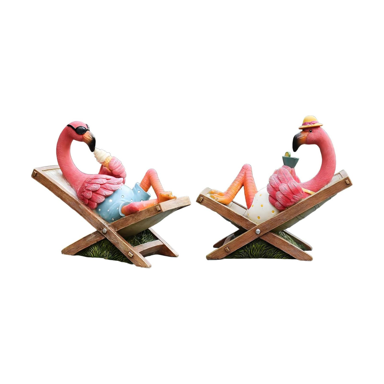 Flamingo Figurines Resin Flamingo Bird Sculpture / Pink / Set of 2