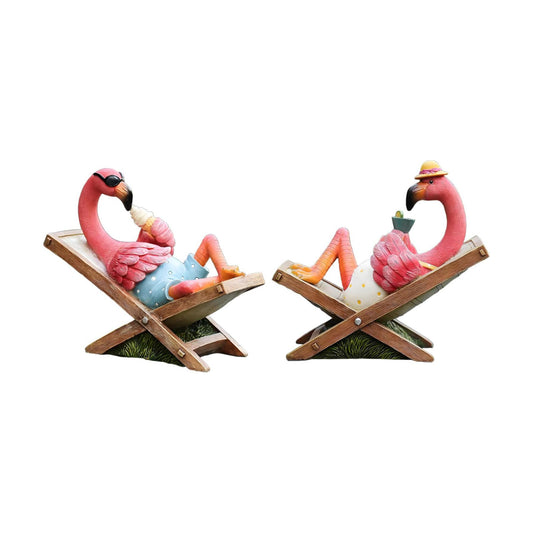 Flamingo Figurines Resin Flamingo Bird Sculpture / Pink / Set of 2