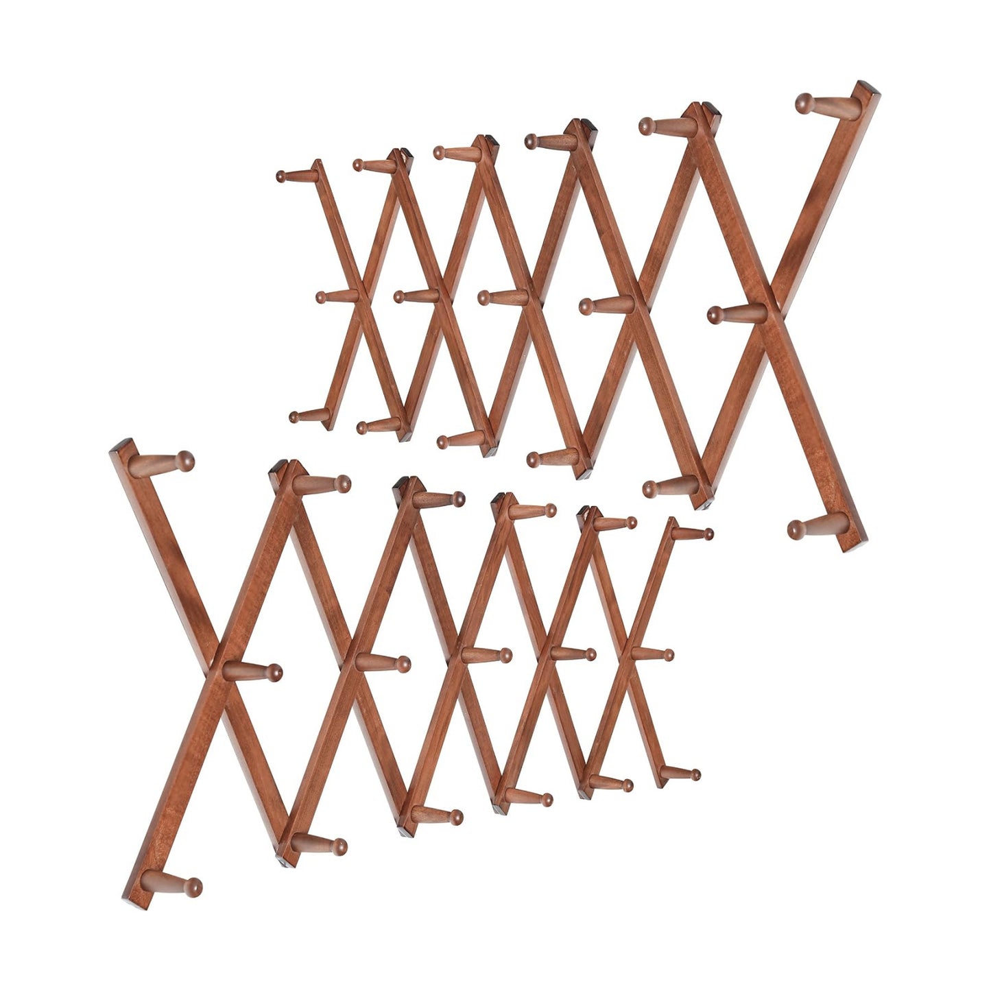 WEBI Accordion Wall Hanger,Expandable Wooden Hat Rack for Wall Mounted Coat Rack,Accordion Hat Hooks Holder for