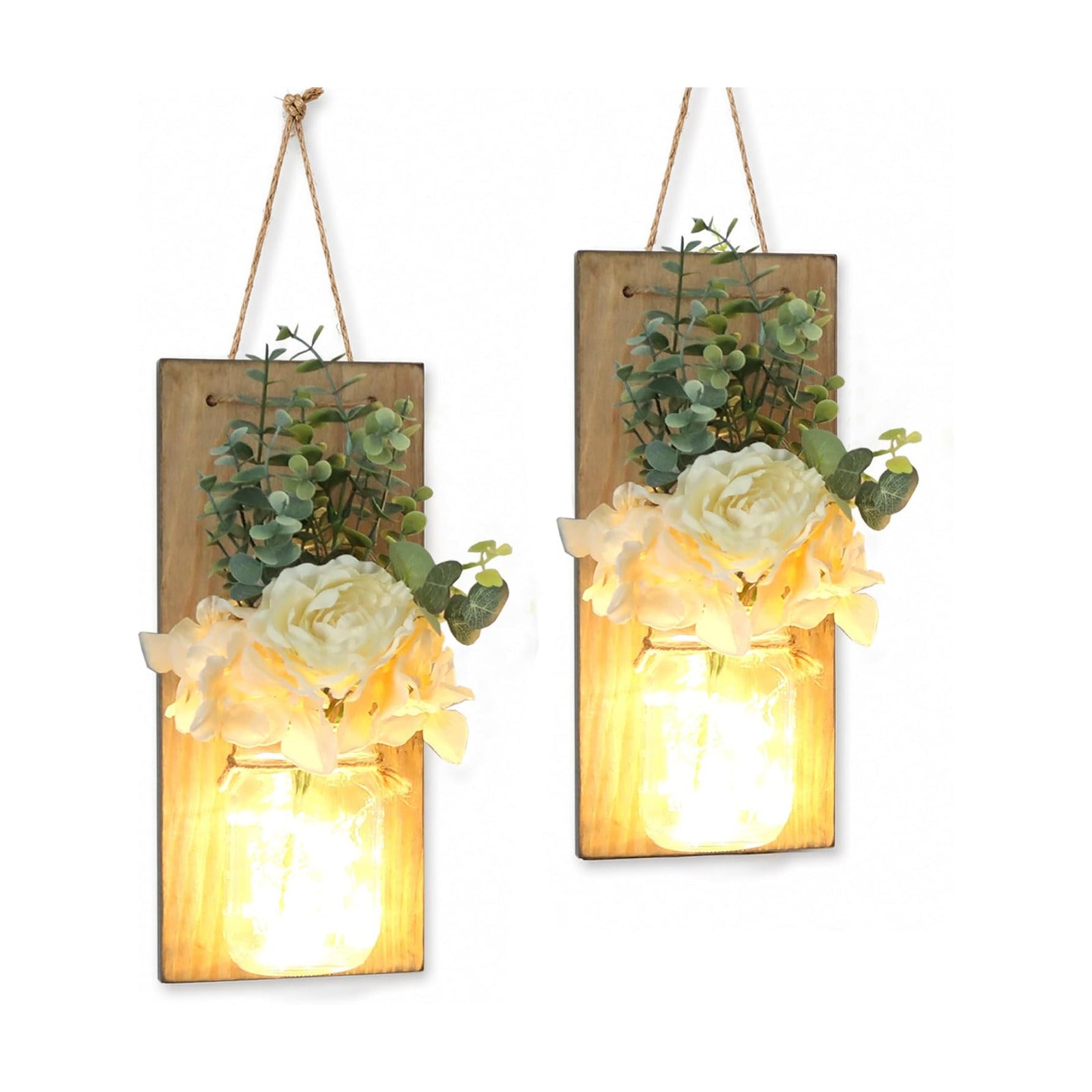 Rose Flowers / LED Fairy Lights / 13.4"H Jacobean + Rose / Set of 2