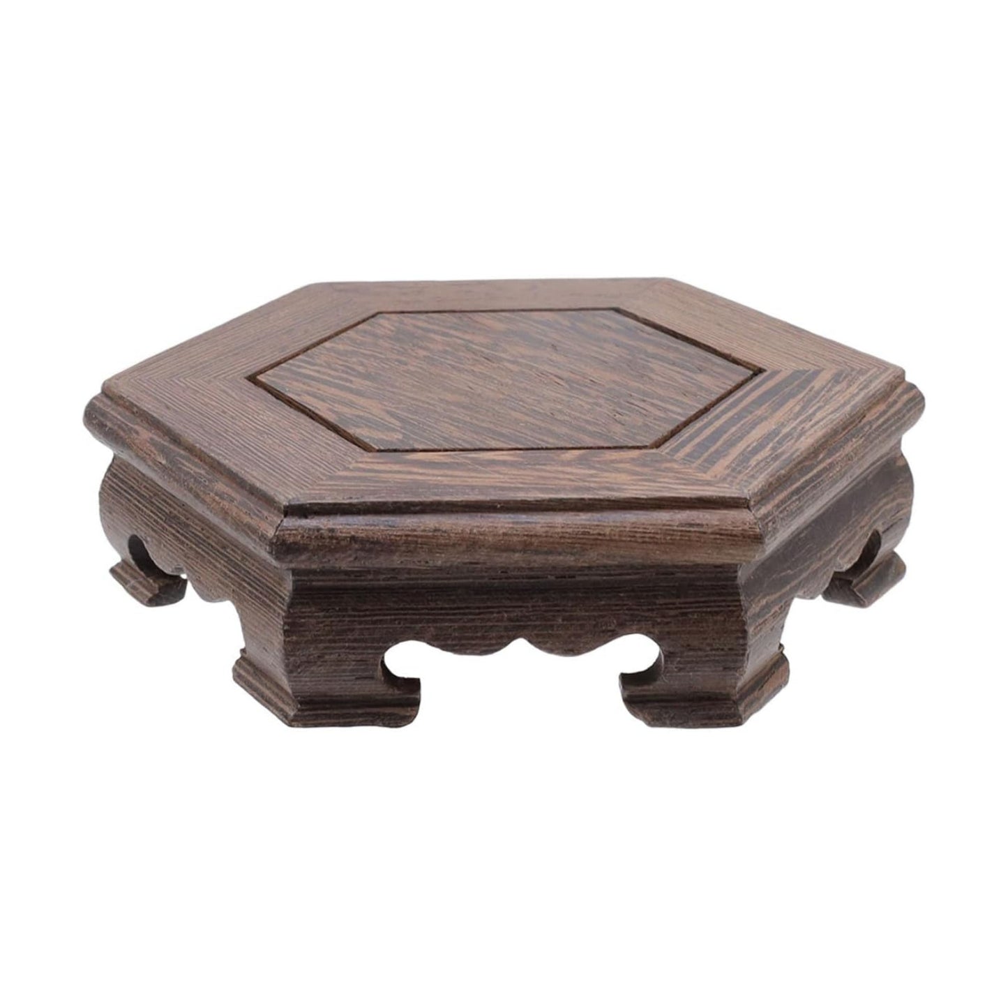 Furniture Wooden Display Stand Base Oriental Wood Round Pedestal / Hexagon; 4.72 / Chicken Wing Wood