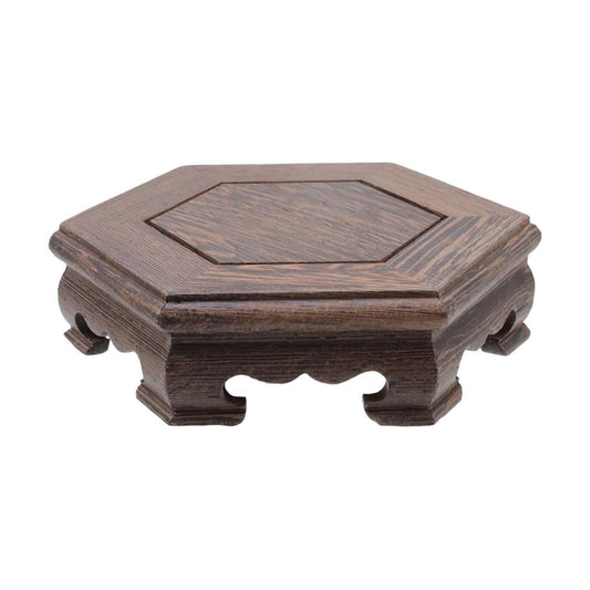 Furniture Wooden Display Stand Base Oriental Wood Round Pedestal / Hexagon; 4.72 / Chicken Wing Wood