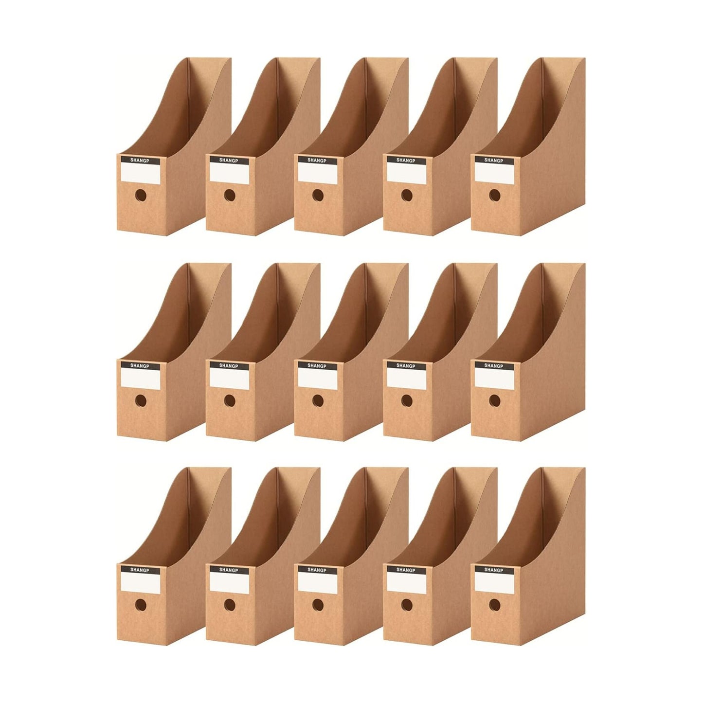 Foldable Desk File Holder Organizer Sturdy Cardboard Magazine Storage Box Document Rack with Blank Label Stickers for