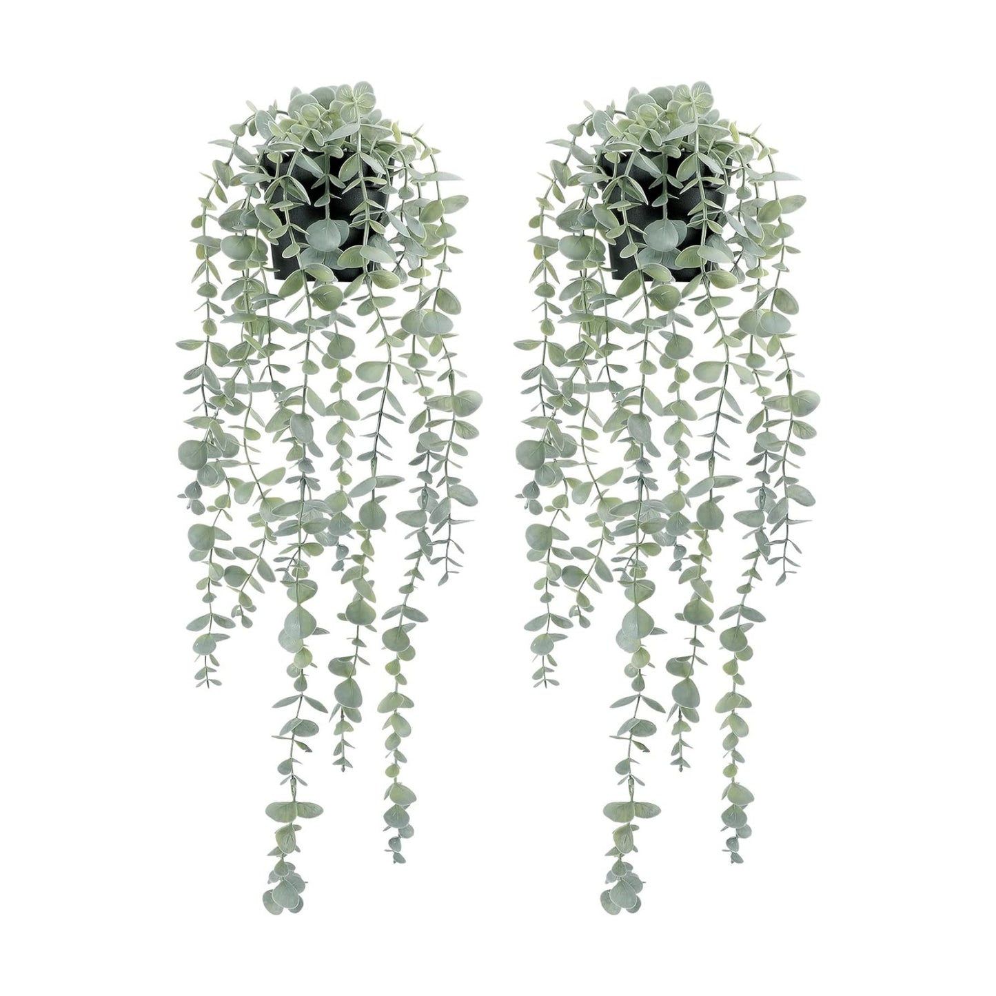 Artificial Eucalyptus Plants Shelf Hanging Fake Plant in Pot / 5.9in-24in / Set of 2