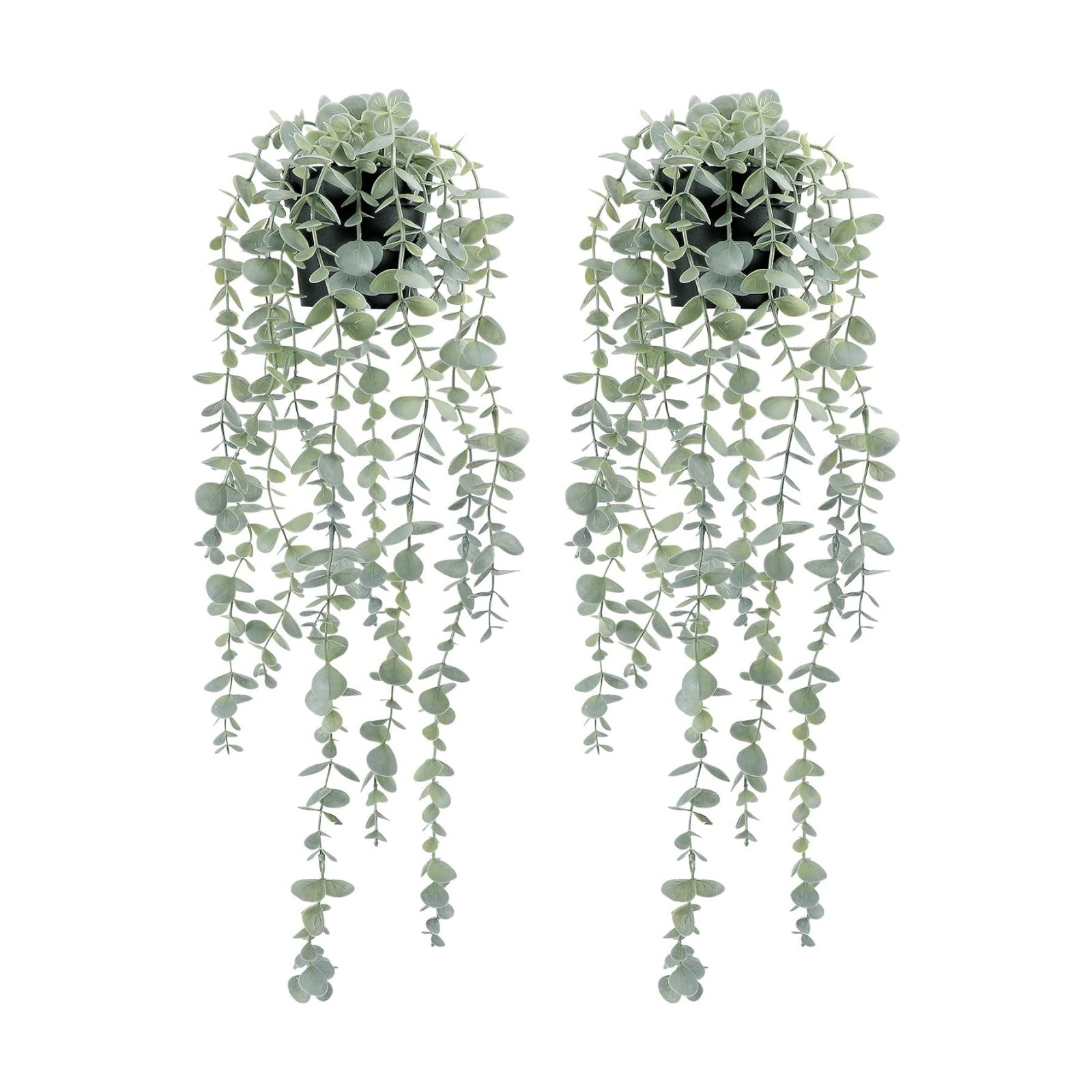 Artificial Eucalyptus Plants Shelf Hanging Fake Plant in Pot / 5.9in-24in / Set of 2