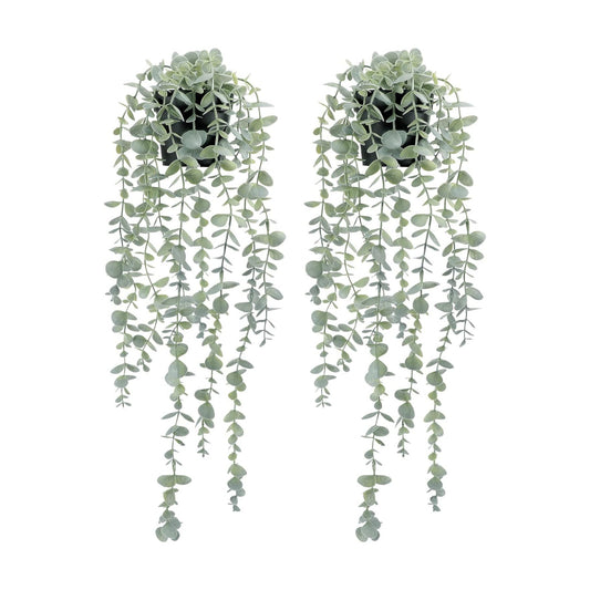 Artificial Eucalyptus Plants Shelf Hanging Fake Plant in Pot / 5.9in-24in / Set of 2