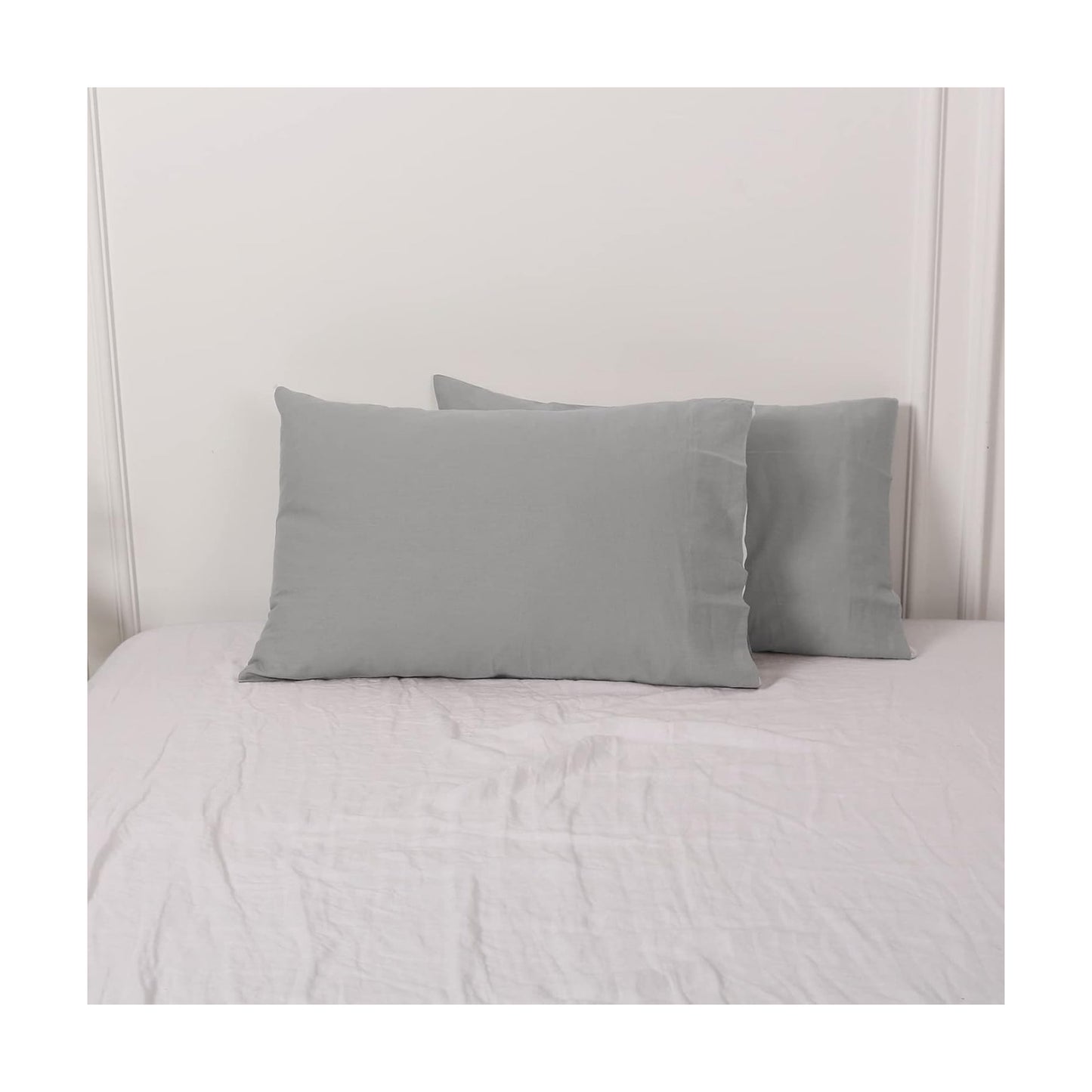 Linen Pillowcases 1 Pair Basic Style 55% Euro Linen 45% Cotton Blend / 20 x 30 / Grey / Set of 2