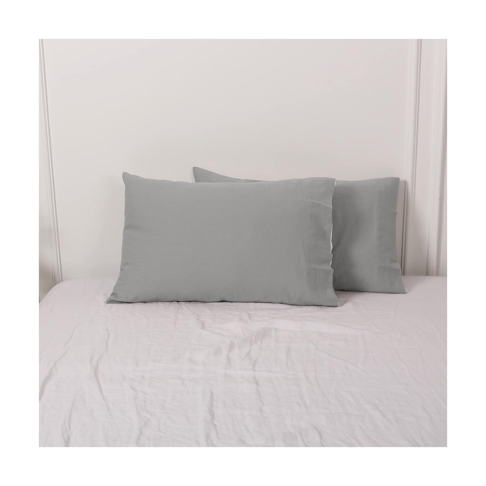 Linen Pillowcases 1 Pair Basic Style 55% Euro Linen 45% Cotton Blend / 20 x 30 / Grey / Set of 2
