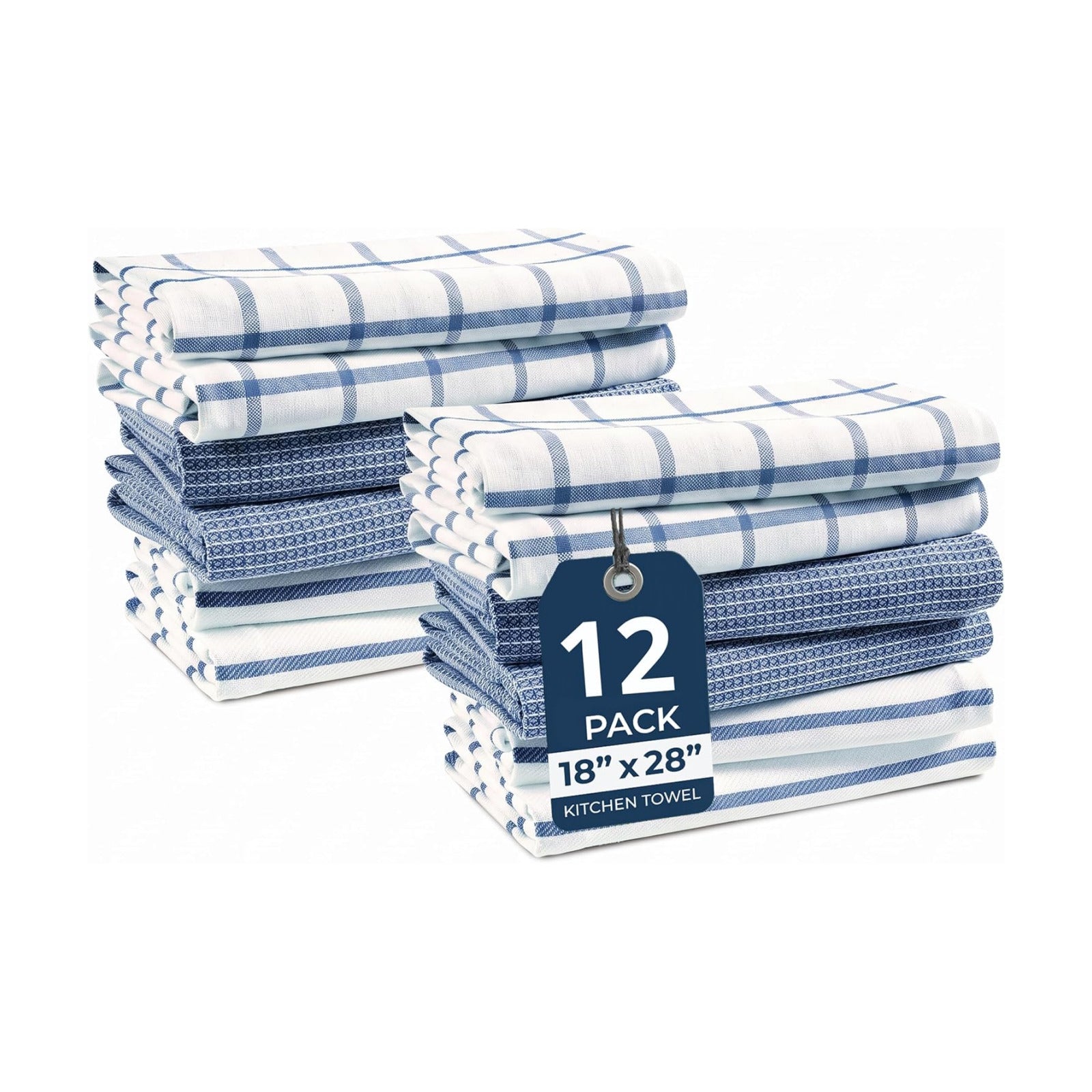 LANE LINEN Dish Towels Set of 12-18” x 28” Soft, Absorbent Cotton Kitchen Towels, Quick-Drying Tea & Hand Towels